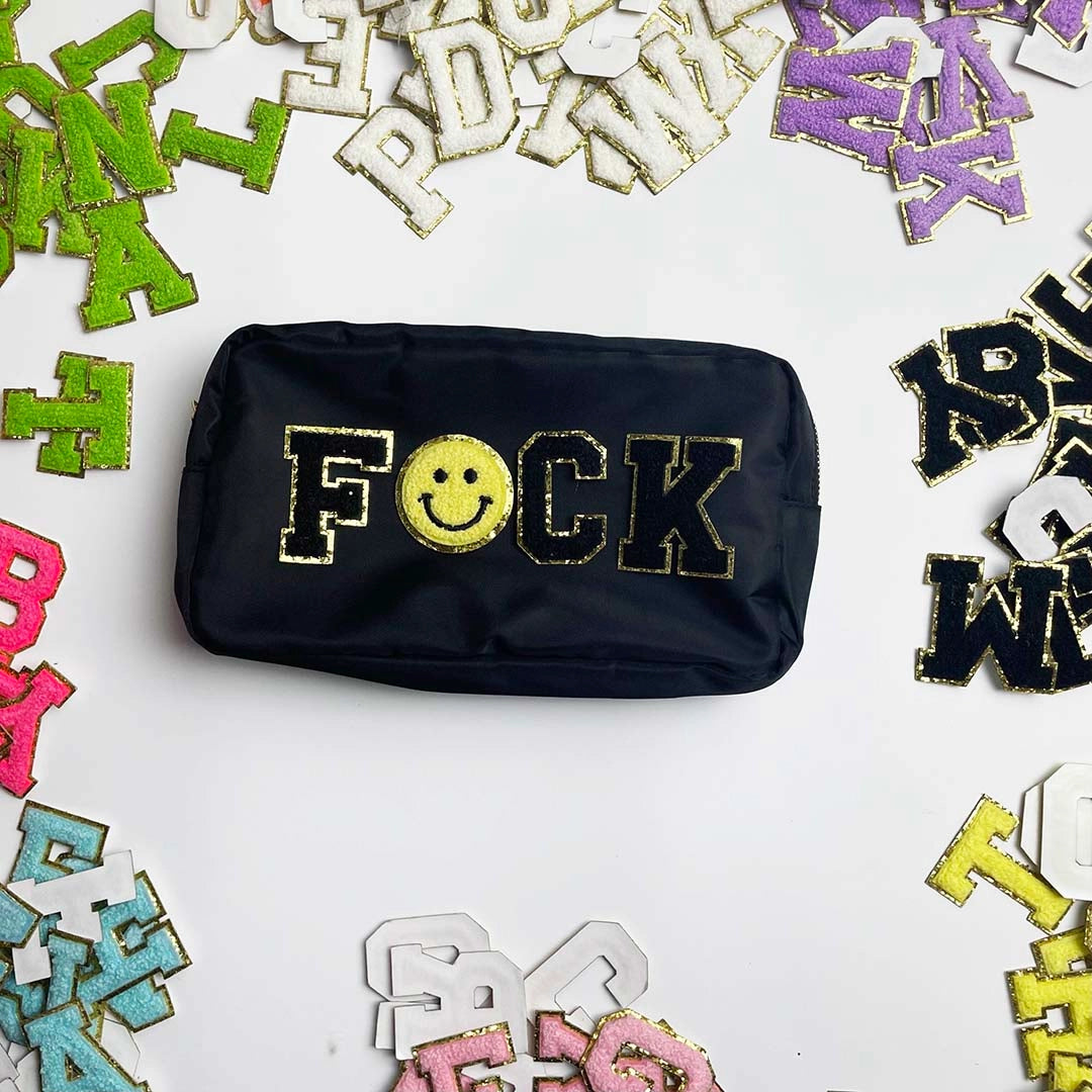 Fuck With Smiley Face Chenille Patches Pouch