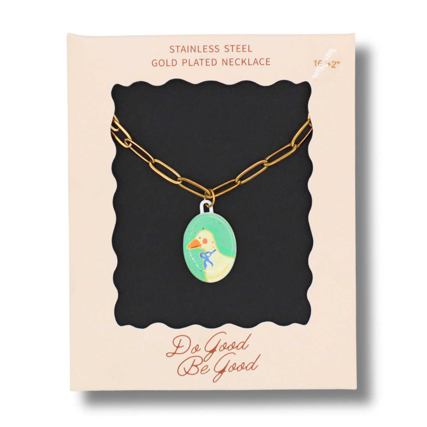 Goose Oval Charm - Gold Plated Necklace