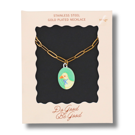 Goose Oval Charm - Gold Plated Necklace