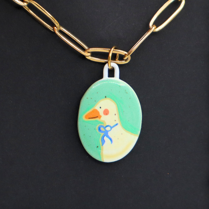 Goose Oval Charm - Gold Plated Necklace