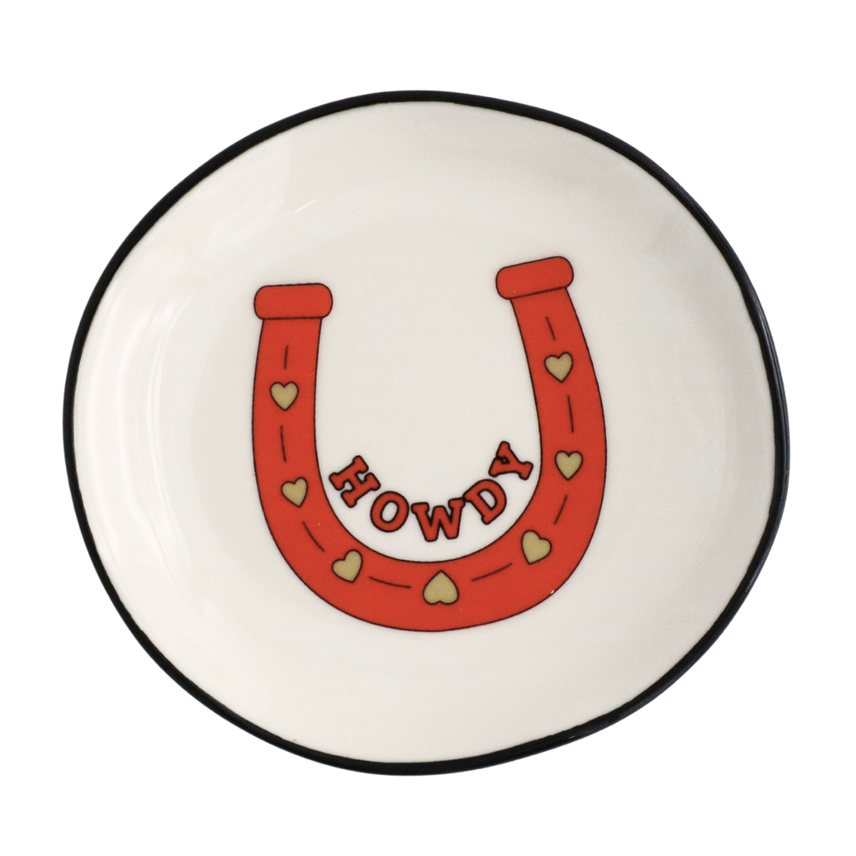 HOWDY w/ Horseshoe Round Trinket Tray - Round Trinket Tray
