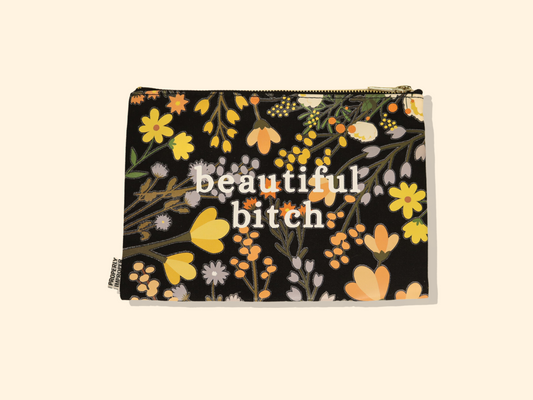 Beautiful Bitch - Floral Canvas Pouch