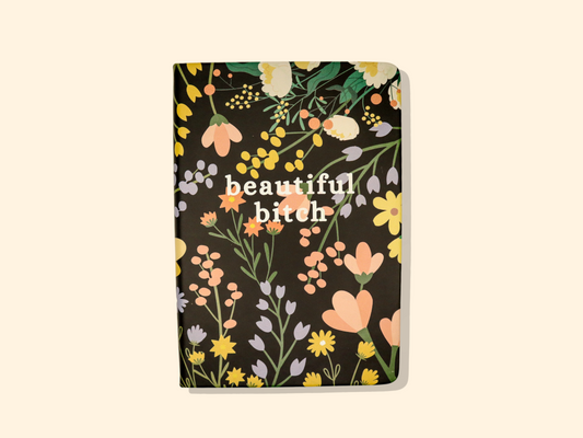 Beautiful Bitch -  Floral Vegan Leather Padded Journal A5