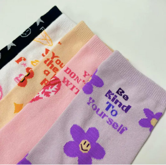 You Make The World A Better Place - Socks W/ A Flower Design