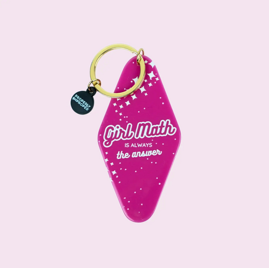 Girl Math Is Always The Answer Hot Pink Keychain