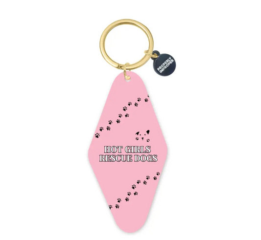Hot Girls Rescue Dogs Pink Printed Keychain