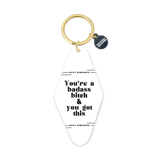 You're a Badass White Printed Keychain