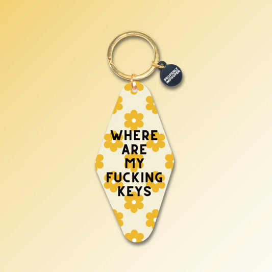 Where Are My Fucking Keys - Flower Keychain Tan/Yellow