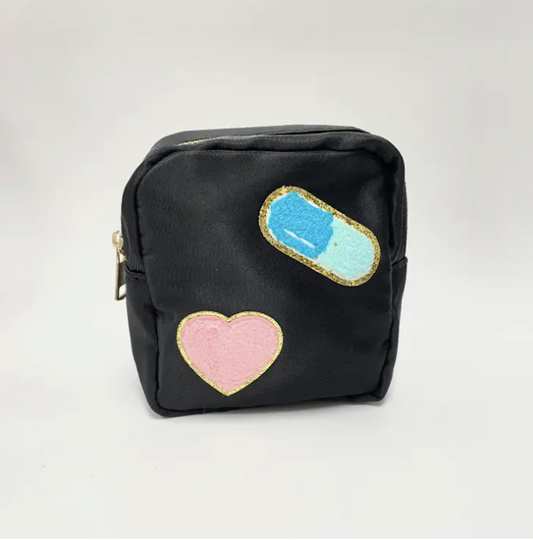 Heart & Pill Chenille Patches Pouch