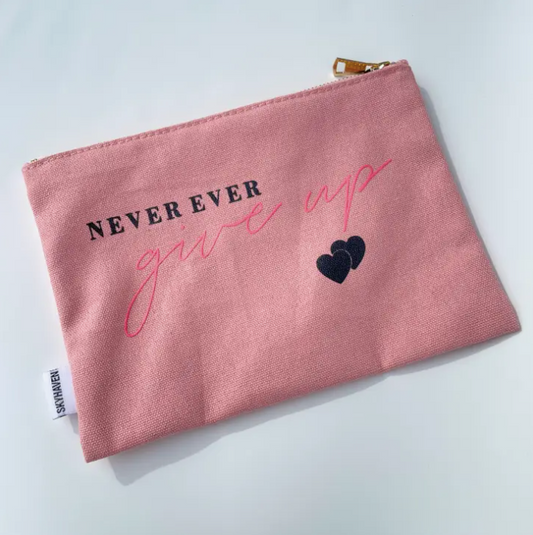 Never Ever Give Up Canvas Pouch