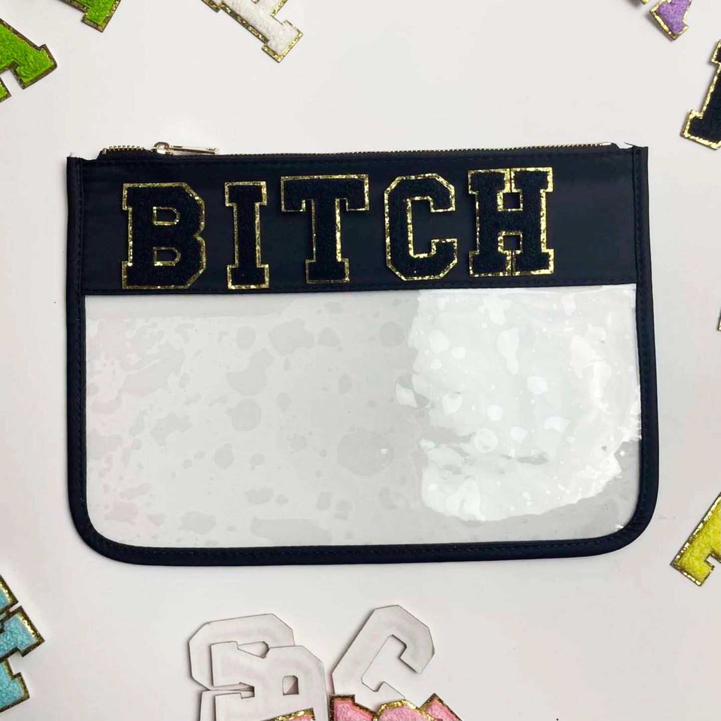 Bitch Nylon Clear Pouch w/ Chenille Patch Letters