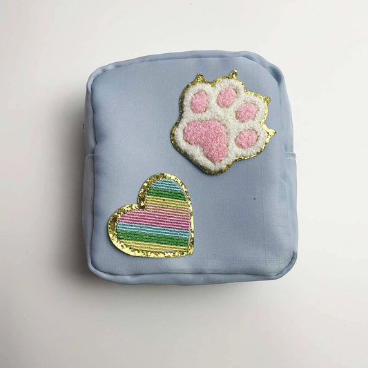 Paw and Heart Pouch w/ Chenille Patches